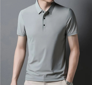Polo à manches courtes de couleur unie respirant pour les loisirs coupe ajustée de bonne qualité pour hommes - Product Image 1