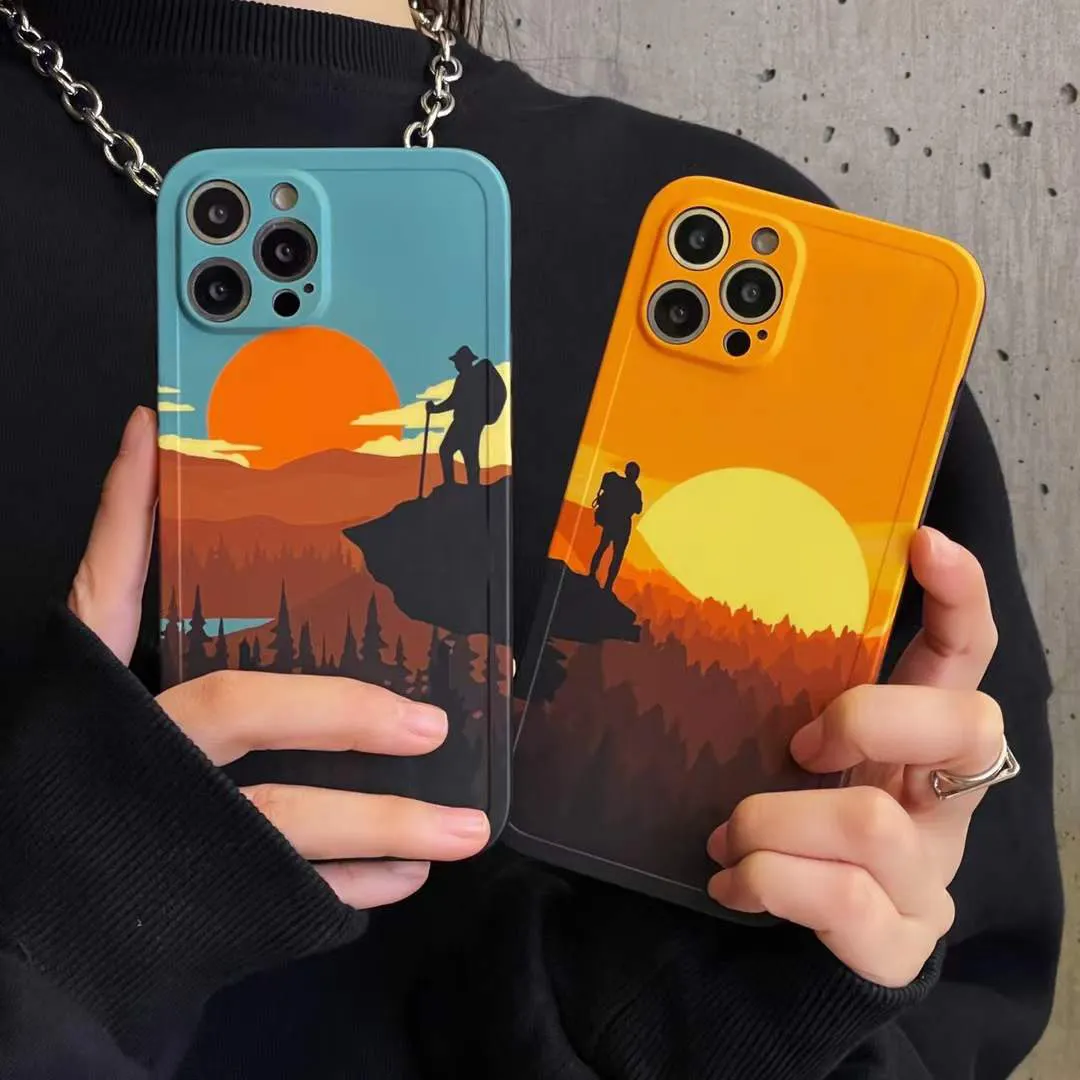 Hill printing biodegradabile graduale cambia il viso Cartoon cute fold Case per iphone 12/13pro 14 pro max