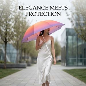 Nouvel Arrivage Parapluie Promotionnel Portable en Pongee à 8 Baleines, Coupe-Vent, à Dégradé de Couleurs, avec Logo Personnalisable, pour la Pluie - Product Image 2