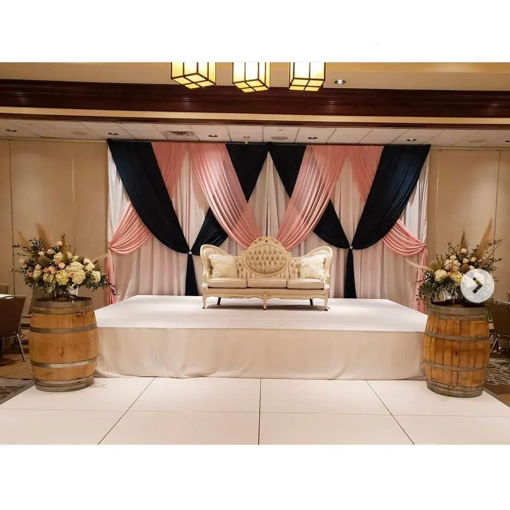 Cortinas de fundo para festa, decorações de palco, cortinas e tubo de casamento