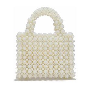 Elegant <b>White</b> Acrylic Pearl Beaded <b>Clutch</b> <b>Bag</b> <b>for</b> Women, Vintage Fashion Evening Purse with Polyester Lining, Ideal <b>for</b> <b>Wedding</b> - Product Image 1