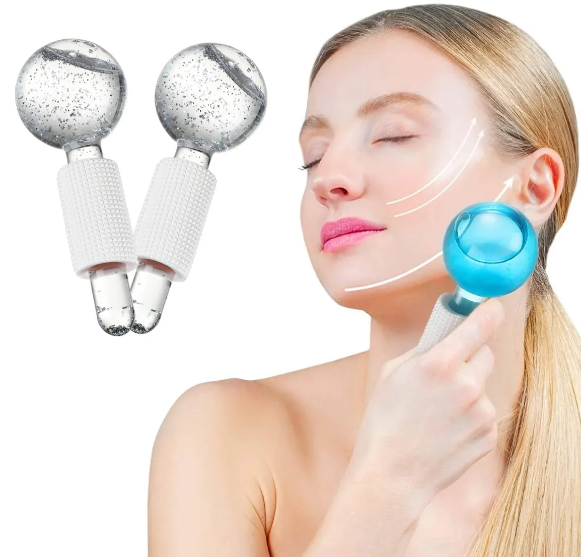 Produits les plus vendus 2024 2 pièces Ice Globes Massage de refroidissement du visage Ice Roller pour le visage Eye Body