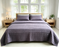 Couette en microfibre lavée violet foncé, matelassée à grille carrée de 5 cm, douce et légère
