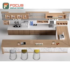 High Capacity Coffee Merchandise Display Rack Oak Grain Finish Coffee Bean Display Area Coffee <b>Bar</b> Display Rack - Product Image 5