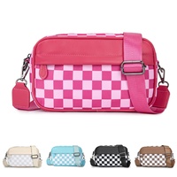 Sac à bandoulière décontracté en nylon à motif personnalisé, sac à bandoulière réglable pour femme, sac à bandoulière à carreaux tendance