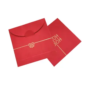 Aangepaste Cny Lucky Geld Envelop Hot Stempel Rode Envelop Elegante Ontwerp Chinese Nieuwe Jaar Rode Pakketten Papieren Zak