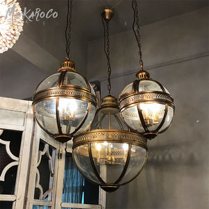 Lampadari a Sospensione Rotondi in Vetro Bronzo Giallo Stile Retrò Moderno per Ristoranti, Hotel e Lobby - Product Image 2