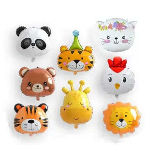 Hot Sale Cute Cartoon Animal Design Helium Balloons Party Decoration Kid's Toy Large Tiger Panda Animal Head Foil Balloons