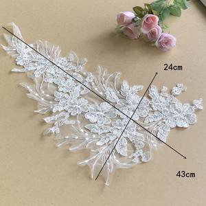 Aplique de Tecido de Poliéster com Bordado em Tela, Renda de Osso, Lantejoulas e Flores para Decoração de Vestidos de Noiva e Roupas, Acessório DIY Preto - Product Image 4
