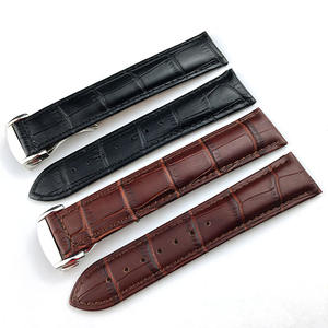 Correas de cuero de vaca de capa superior al por mayor, correas de reloj de cuero genuino con hebilla de mariposa para <span class=keywords><strong>Omega</strong></span> <span class=keywords><strong>Seamaster</strong></span> 18 20 22mm - Product Image 1