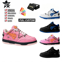 Baskets de skate en cuir verni avec broderie entièrement personnalisée, chaîne métallique, logo embossé personnalisé, semelle extérieure en caoutchouc, légères, style streetwear hip-hop