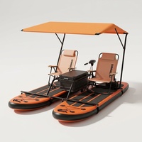 Plataforma Flotante Inflable Tipo Catamarán, Doble Tabla de SUP con Toldo, Mesa y Asientos