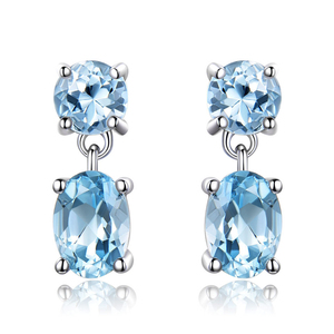 Pendientes De <span class=keywords><strong>Zafiro</strong></span> con piedra Natural, joyería fina, plata esterlina 925 - Product Image 4