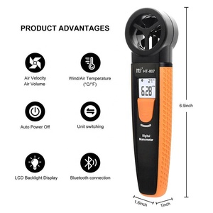 Mini anémomètre numérique LCD portable, testeur de débit d'air, mesure de la vitesse du vent, jauge de température, précision HTI ou OEM - Product Image 2
