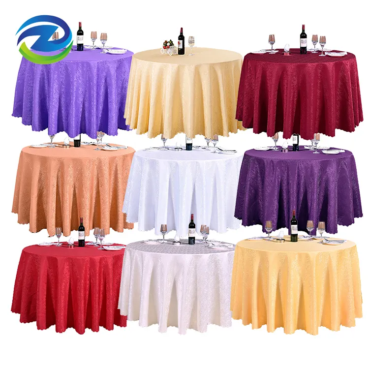 Nappe de mariage ronde de luxe en polyester, couverture de table ronde de 120 pouces personnalisée blanche pour fête de mariage, vente en gros