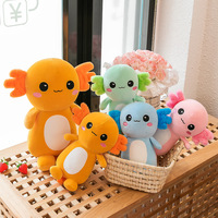 Poupées Axolotl 30cm colorées rose orange tritons jouets en peluche salamandre animal en peluche jouet dinosaure coussin pour enfants