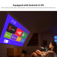 Mini Proyector de Video LED Portátil 4K 1080P LCD Android Smart TV con Corrección Trapezoidal Automática, Sonido Estéreo HIFI, para Hogar, Oficina, Aula, Juegos, con Certificación ROHS