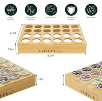 Support pour 24 capsules de café en bambou, organiseur de capsules K-Cup avec base antidérapante pour comptoir de cuisine, bar à café