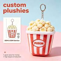 Breloque personnalisée en forme de seau de pop-corn, mini porte-clés en peluche douce pour la production de souvenirs et de marchandises quotidiennes, vente en gros