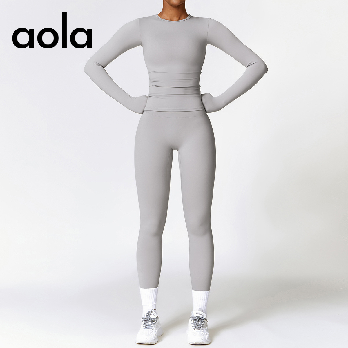 AOLA 2 Piece Modest Tracksuit Set Gym Running Yoga Sportswear Sports Bra Crop Tank High Waist Shorts Workout Outfits For Women