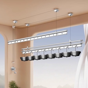 Balcony adjustable metal hand cranked top mounted fixed cooling double/triple pole lifting clothes <b>rack</b> - Product Image 3