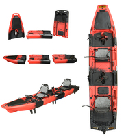 Kayak à pédales modulaire tandem en 3 sections en HDPE de conception Vicking Hull, 2 places, neuf, pour le tourisme et la pêche en lac, 14 pieds, canoë-kayak