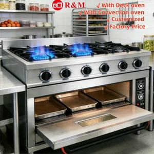 Restaurant Commercial Combo <strong>Duel</strong> 8 6 Four burner Range Baking Full Fuel Gas Stove with Electric Gas Oven and Hot Plate Pictures - Product Image 2