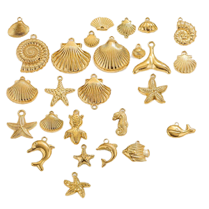18K Or PVD Plaqué Acier Inoxydable DIY Pendentif Mer Série Sirène Shell & Étoile de Mer pour Enfants Plage Été Bijoux De Mode - Product Image 4