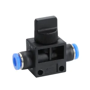 Bahoo HVFF Series air flow control switch union straight PU tube connector plastic push in fitting pneumatic hand valve
