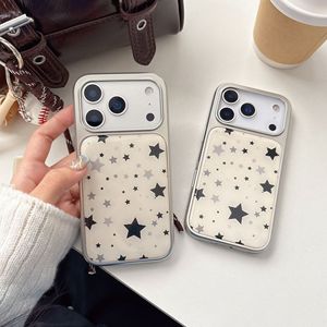 Funda para iPhone 17 Pro Max Estilo Ins con Pequeñas Estrellas, Borde Plateado Electrochapado, Funda con Pegamento para iPhone 14 13 - Product Image 1