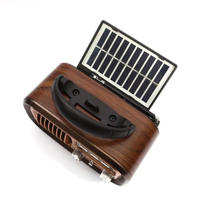 Radio Retro con Bluetooth, FM/AM, Energía Solar, Altavoz, Batería de 1200mAh, 1W de Potencia, Color Marrón, Portátil, Carga Solar - Product Image 2