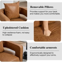 Fauteuil pivotant moderne OEM en cuir PU avec dossier inclinable réglable et base patinée en bois