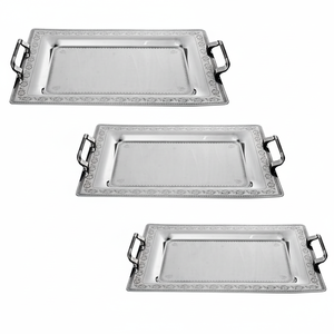 Bandeja de barra de acero inoxidable con borde ovalado moderno para una exhibición elegante de bebidas - Product Image 1