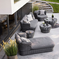 Ensemble de canapés d'extérieur en rotin PE moderne, structure en aluminium avec coussins imperméables, meubles en osier pour patio, balcon, villa