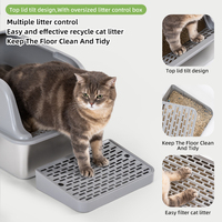 Lettiera per Gatti 2 in 1 in Acciaio Inox Extra Large Facile da Pulire con Pedana Anti-Schizzi e Anti-Odore per Gatti e Gattini da Interno