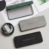Étui à lunettes rectangulaire en cuir avec logo métallique doré en relief, grande boîte de rangement, vente en gros pour fabricants