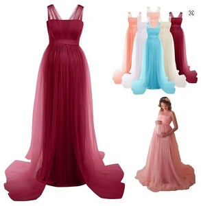 Vestido largo de maternidad accesorios de fotografía vestido de embarazo envoltura sesión de <span class=keywords><strong>fotos</strong></span> <span class=keywords><strong>embarazada</strong></span> tul Maxi vestido de fiesta Baby Shower vestido - Product Image 1