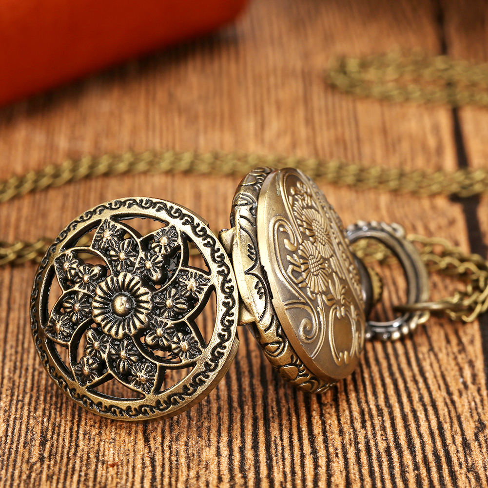 Orologio Da Tasca Al Quarzo Artigianale A Farfalla Incisa A Mano Grigio - Foto 4