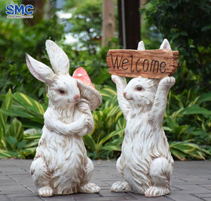 SMC Harz Lebensechte Wetterfeste Große Cartoon-Tierfigur Kaninchen-Astronaut Skulptur für Außenbereich Garten Hof Landschaft Rasen Terrasse - Product Image 5