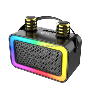 Mesin Karaoke Mini, mesin Karaoke untuk anak dan dewasa dengan Set mikrofon, Speaker Portabel dengan mikrofon