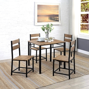 Bàn ăn theo phong cách hiện đại đặt bảng đá cẩm thạch với mặt trên bằng gỗ và khung kim loại sắt 4 ghế đặt cho nhà bếp hoặc nhà hàng sử dụng - Product Image 4