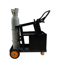 Chariot de soudage à 2 niveaux avec 4 tiroirs, chariot mobile pour soudeur avec support pour bouteille de gaz et chaînes pour découpeur plasma MIG TIG