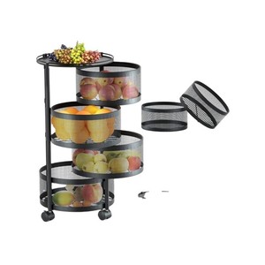 Rotating stainless steel storage rack for fruits and vegetables, saving space