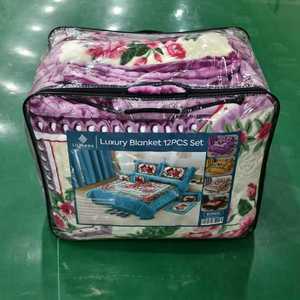 Coperta Raschel Calda <span class=keywords><strong>e</strong></span> Morbida a Doppio Strato per l'Inverno, 100% Poliestere, Set da 12 Pezzi per Letto King Size con Tende - Product Image 1