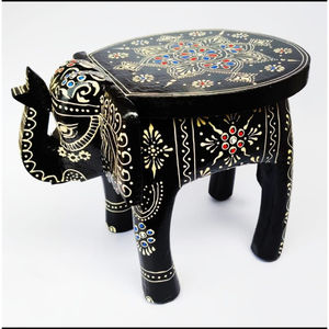 Tabouret en bois décoratif léger et écologique en forme d'éléphant, design Art Déco artisanal, peint à la main, traditionnel Diwali - Product Image 1