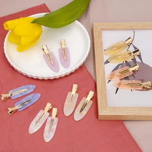 Custom Pink <b>Sweet</b> Face Wash Women Girls Seamless Hair Pin Flat Cosmetic Marble Acetate No Crease Less No Bend Hair Clips - Product Image 2