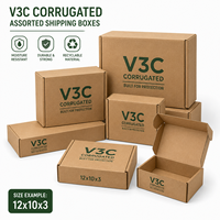 Boîtes d'expédition en carton ondulé V3c à bas prix, assortiment 12x10x3 pour l'expédition de croissants