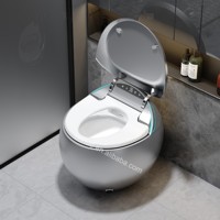 WC intelligent de luxe à poser au sol, forme œuf, couleur gris canon, avec bidet intégré et fonction automatique