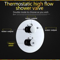 Mitigeur de douche thermostatique à 2 leviers et 3 voies pour installation encastrée, avec inverseur rond, HM-K02-YM-HW