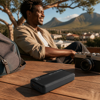 Batterie externe personnalisée avec logo, haute capacité 10000 mAh, charge rapide 22,5 W, double câble avec ports Type-C et USB pour cadeaux d'entreprise